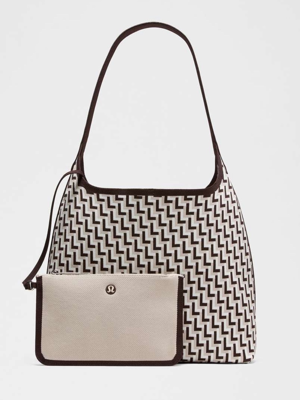 NWT Lululemon Shoulder Bag 12L Monogram Knit French Press/Sand Trap/White